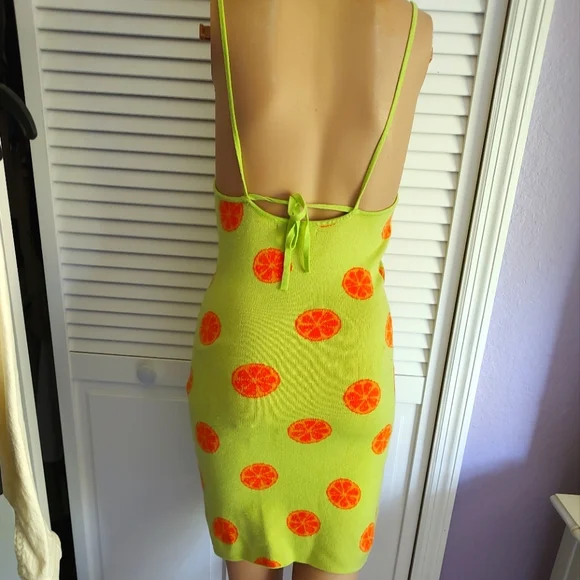 Pac Sun Bright Orange Slice Graphic Knit Like Mini Dress - Picture 3 of 4